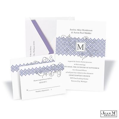 Blossoming Monogram Invitation - Orchid