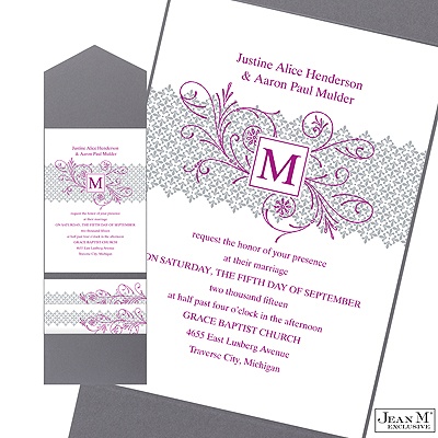 Blossoming Monogram Pocket Invitation - Stainless