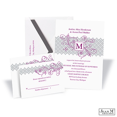 Blossoming Monogram Invitation - Stainless