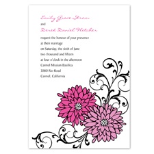Retro Posies Wedding Invitation - Amethyst