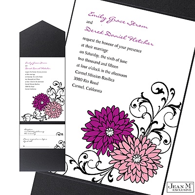 Retro Posies Pocket Invitation -  Amethyst
