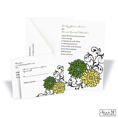 Retro Posies Invitation - Cloverleaf