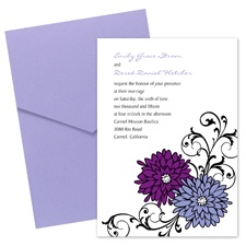 Retro Posies Wedding Invitation with Pocket -  Grapevine