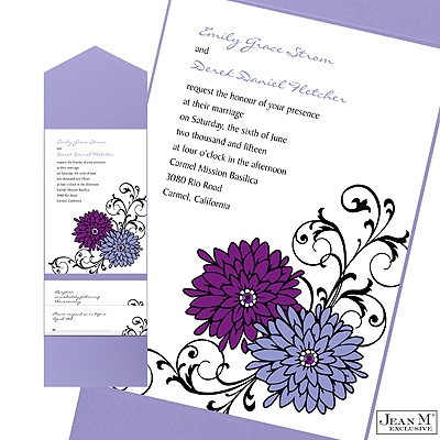 Retro Posies Pocket Invitation -  Grapevine