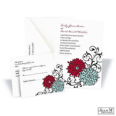 Retro Posies Invitation - Merlot