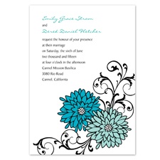 Retro Posies Wedding Invitation - Palm