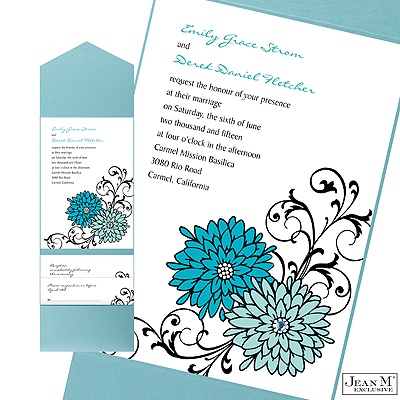 Retro Posies Pocket Invitation -  Palm