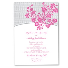 Garden Trellis Wedding Invitation - Fuchsia