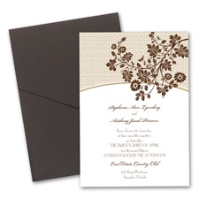 Garden Trellis Wedding Invitation with Pocket - Espresso