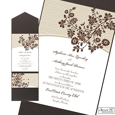 Garden Trellis Pocket Invitation - Espresso
