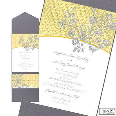 Garden Trellis Pocket Invitation - Marigold