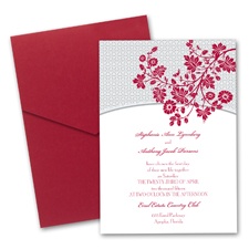 Garden Trellis Wedding Invitation with Pocket - Merlot