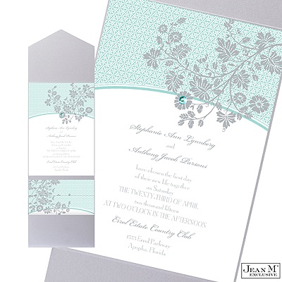 Garden Trellis Pocket Invitation - Stainless
