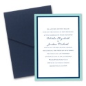 Bold Double Border Pocket Invitation - Aqua
