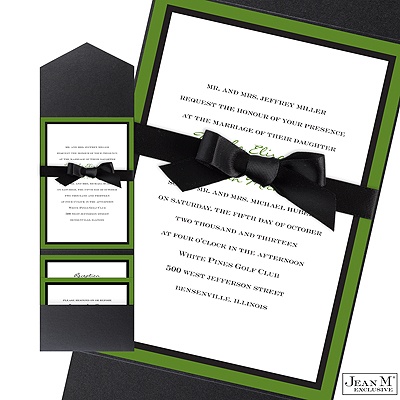 Bold Double Border Pocket Invitation - Cloverleaf