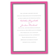 Bold Double Border Wedding Invitation -  Fuchsia