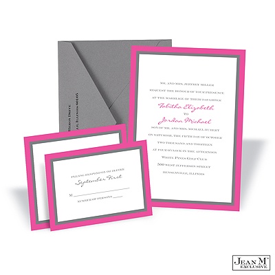 Bold Double Border Invitation -  Fuchsia