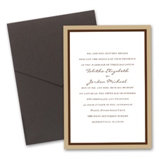 Bold Double Border Wedding Invitation with Pocket  - Champagne