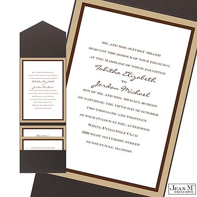 Bold Double Border Pocket Invitation - Champagne