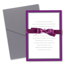 Bold Double Border Wedding Invitation with Pocket - Grapevine