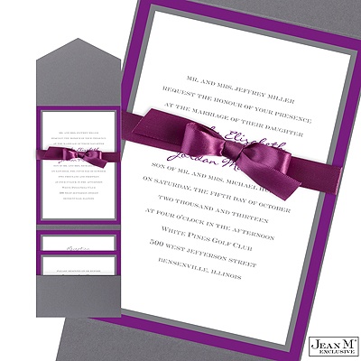 Bold Double Border Pocket Invitation - Grapevine