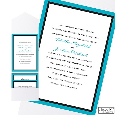 Bold Double Border Pocket Invitation - Palm