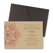 Mod Medallion Wedding Invitation with Pocket - Merlot