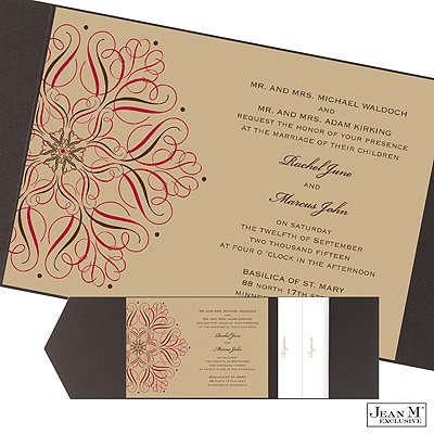 Mod Medallion Pocket Invitation - Merlot