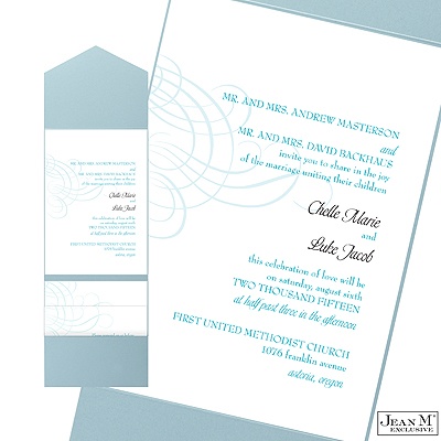 Swirling Filigree Pocket Invitation - Palm