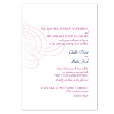 Swirling Filigree Wedding Invitation - Raspberry
