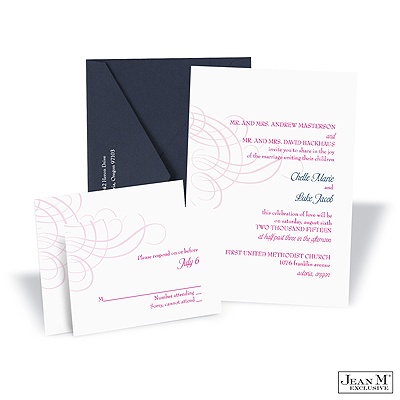 Swirling Filigree Invitation - Raspberry