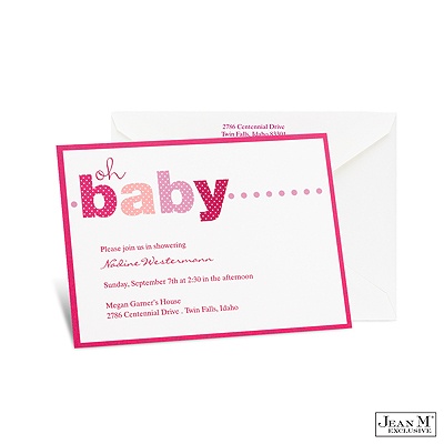Oh Baby Shower Invitation - Raspberry