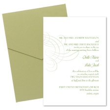 Swirling Filigree Wedding Invitation with Pocket- Cloverleaf