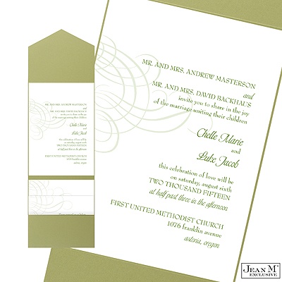 Swirling Filigree Pocket Invitation - Cloverleaf