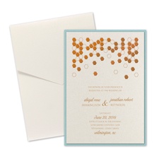 Geometric Border Layered Foil Wedding Invitation - Pocket - Ecru