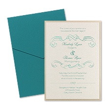 Delicate Flourishes Layered Foil Wedding Invitation - Pocket - Ecru