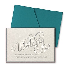 Wedding Typography Layered Foil Wedding Invitation - Pocket - Ecru