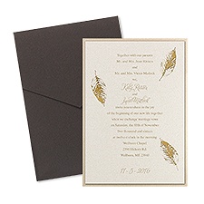 Fall Leaves Layered Foil Wedding Invitation - Pocket - Ecru