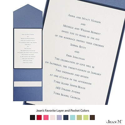 Ecru Shimmer Layered Invitation with Pocket