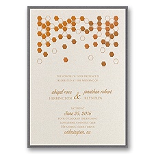 Geometric Border Layered Foil Wedding Invitation - Ecru