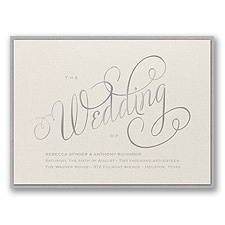 Wedding Typography Layered Foil Wedding Invitation - Ecru