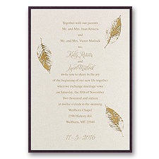 Fall Leaves Layered Foil Wedding Invitation - Ecru