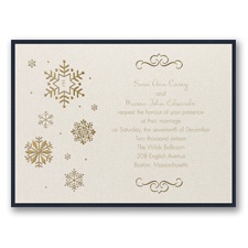 Falling Snowflakes Layered Foil Wedding Invitation - Ecru