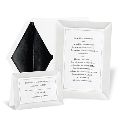 White Satin and Pearls Wedding Invitation