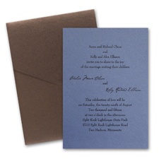 Blue Shimmer Wedding Invitation with Pocket