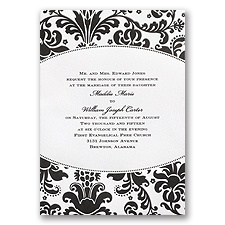 Black Damask Wedding Invitation