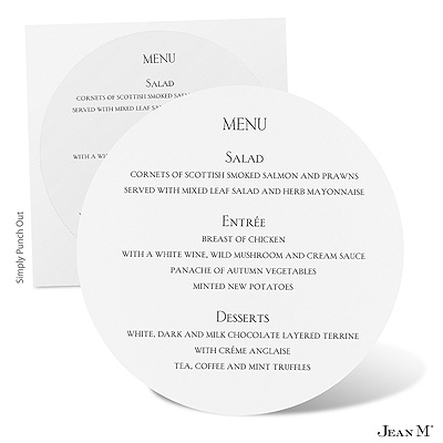 Round Menu Card - White
