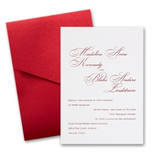 White Wedding Invitation Card with Pocket