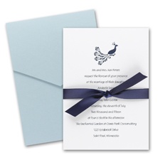 White Wedding Invitation Card with Pocket