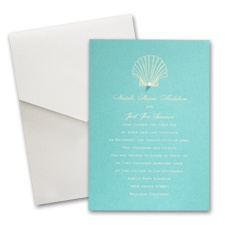 Aqua Shimmer Wedding Invitation Card with Pocket